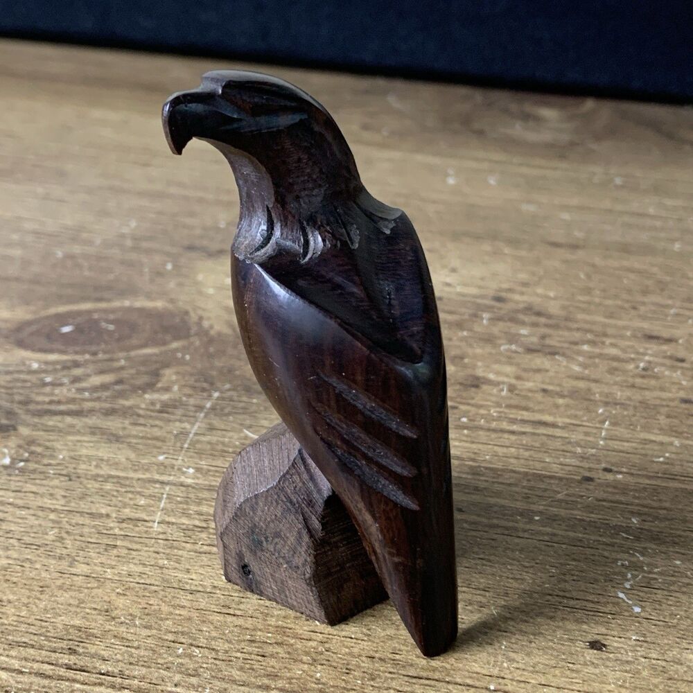 Vintage Ironwood Hawk/Eagle Hand Carved 3” Figure Decor